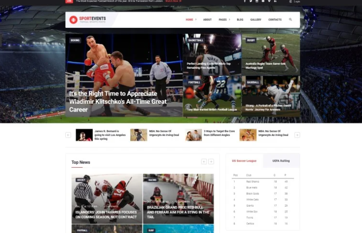 Sport Events - Sports News Joomla Template 1 Sport Events - Sports News Joomla Template