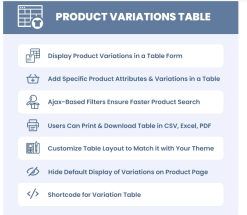 Product Variations Table for WooCommerce 1.3.2