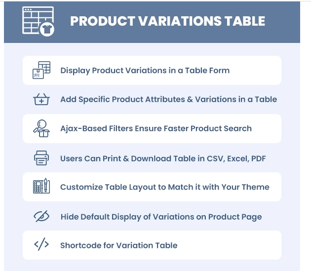Product Variations Table for WooCommerce 1.3.2 1 Product Variations Table for WooCommerce 1.3.2