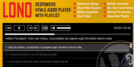 Lono Responsive HTML5 Audio Player With Playlist