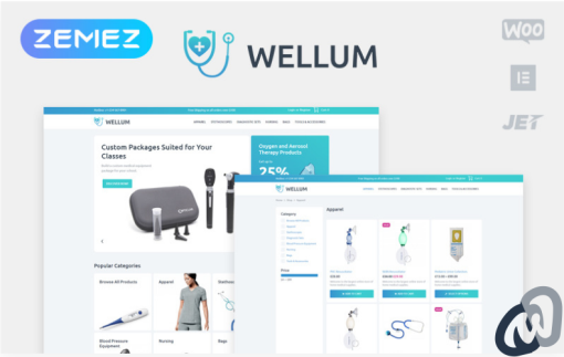 Wellum Medical ECommerce Classic Elementor WooCommerce Theme