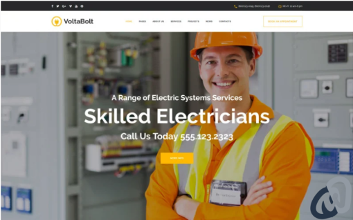 VoltaBolt Electrician Services Responsive WordPress Theme