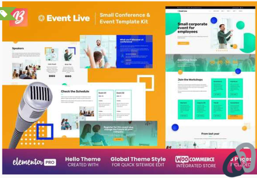 EventLive Small Conference Event Elementor Template Kit