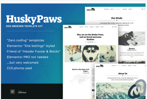 HuskyPaws Dog Breeder Elementor Template Kit