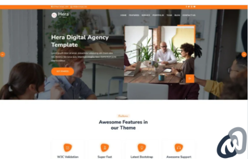 Hera Digital Agency One page WordPress Theme