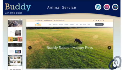 Buddy Animal Service Elementor Landing page WordPress theme