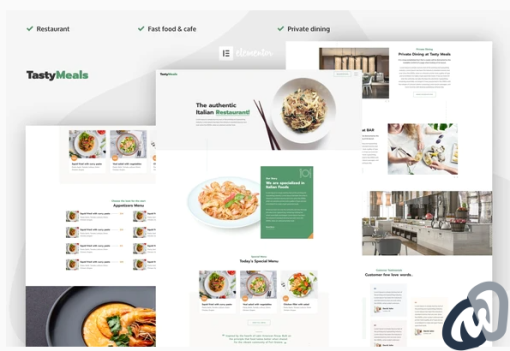 TastyMeals Restaurant Cafe Elementor Template Kit