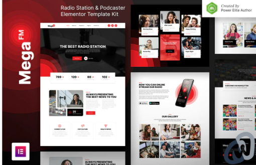 MegaFM %E2%80%93 Radio Station Podcaster Elementor Template Kit