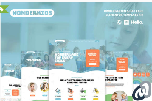 Wonderkids Kindergarten Children Day Care Elementor Template Kit