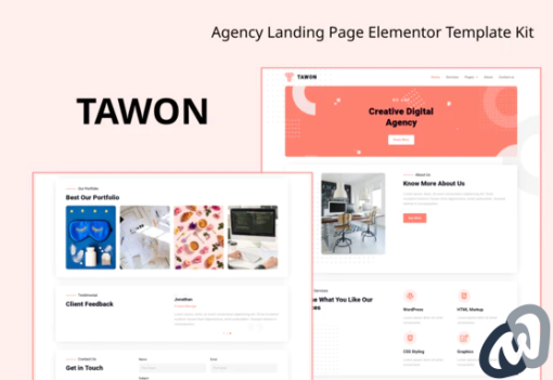 Tawon Agency Landing Page Elementor Template Kit