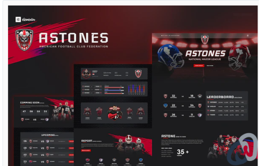 Astones American Football Team Sports Elementor Template Kit