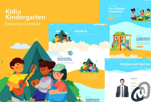 Kidiu Kindergarten Child Care Elementor Template Kit