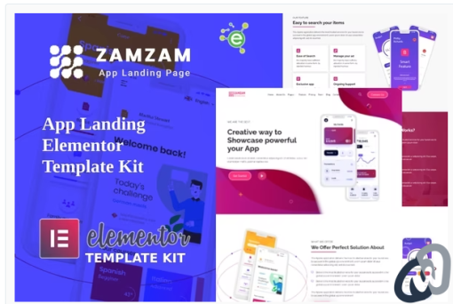 Zamzam App Landing Elementor Template Kit