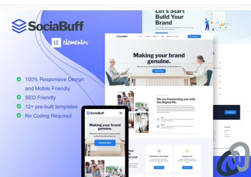 SociaBuff Social Media Digital Agency Elementor Template Kit