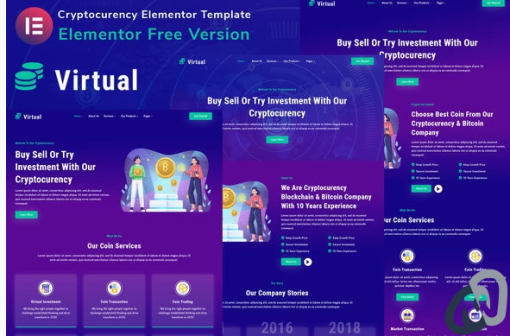 Virtual Cryptocurency Blockchain Bitcoin Elementor Template Kit