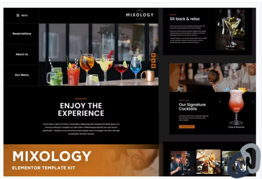 Mixology Bar Cocktails Elementor Template Kit