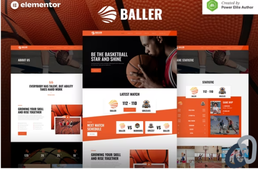 Baller %E2%80%93 Basketball Team Sports Club Elementor Template Kit