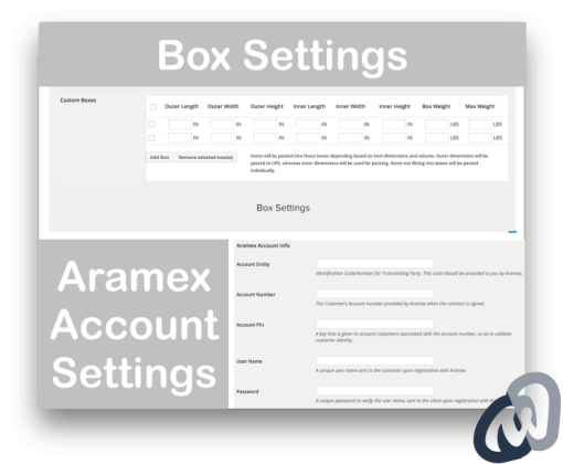 WooCommerce Aramex Plugin for Shipping Account and Box Settings 722x595 1