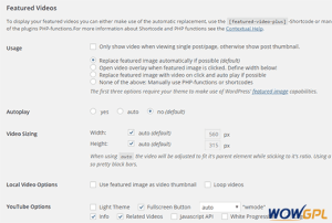 featured video settings