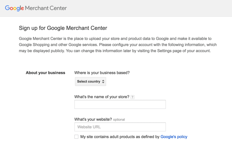 google merchant center signup