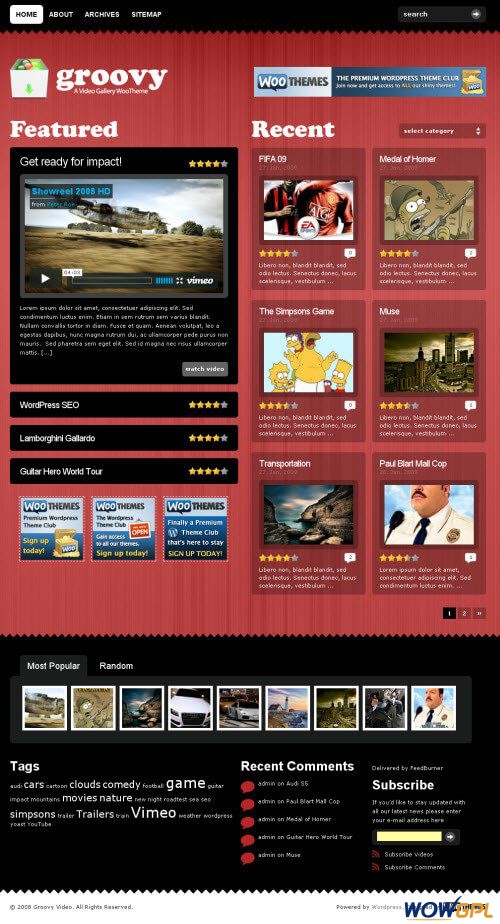 groovy video theme red