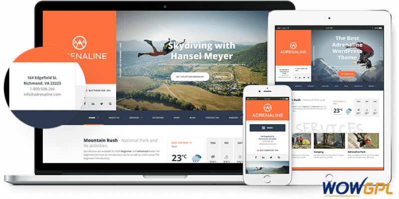 respnsive design adrenaline wp theme
