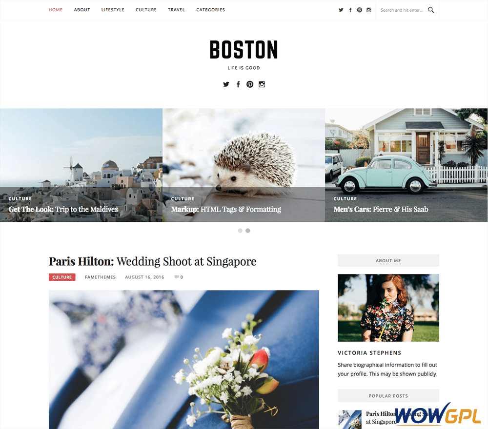 FameThemes Boston Pro WordPress Theme