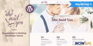 SheSaidYes Engagement Wedding WordPress Theme