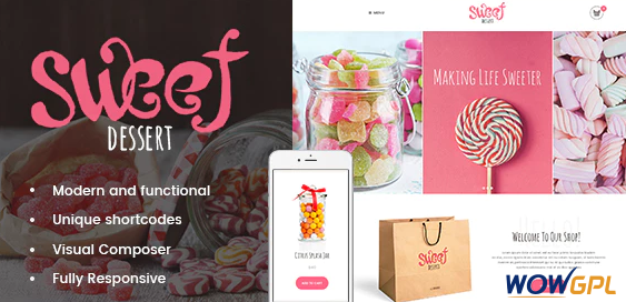 Sweet Dessert Candy Shop Cafe WordPress Theme