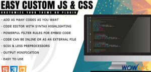 Easy Custom JS and CSS Extra Custmization for WordPress