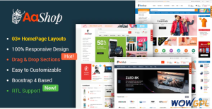 AaShop Responsive Multipurpose Sectioned Bootstrap 4 Shopify Theme