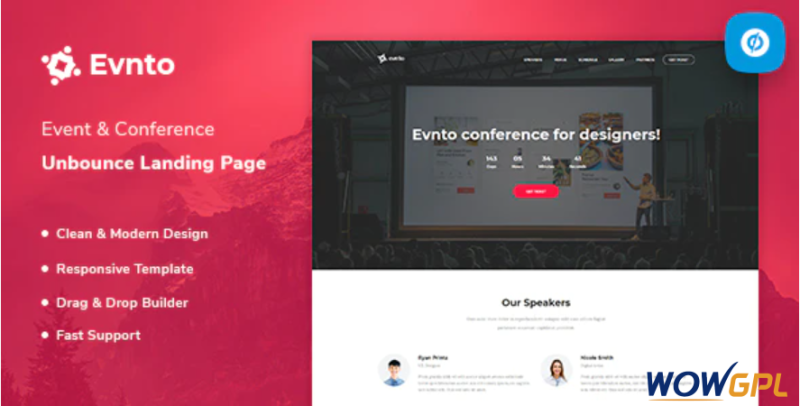 Evnto Event Conference Unbounce Landing Page Template