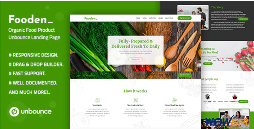 Fooden — Unbounce Food Product Landing Page Template