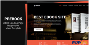 Prebook eBook Landing Page Responsive Adobe Muse Template