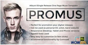 Promus Music Album Release DJ Band Musician Onepage Muse Template