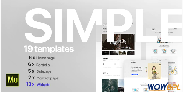 Simple Creative Portfolio Muse CC Templates and Widgets