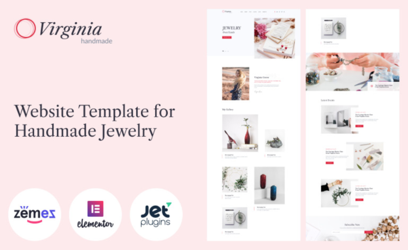 Virginia Website Template for Handmade Jewelry with Elementor Builder WordPress Theme