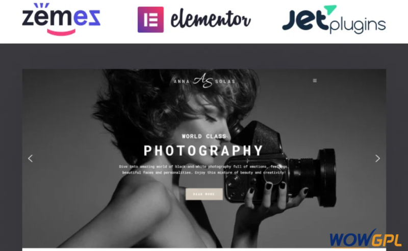 Anna Solas Photographer Portfolio WordPress Theme