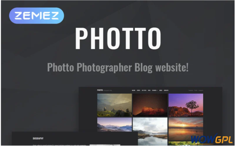 Photto Photographer Blog Elementor WordPress Theme