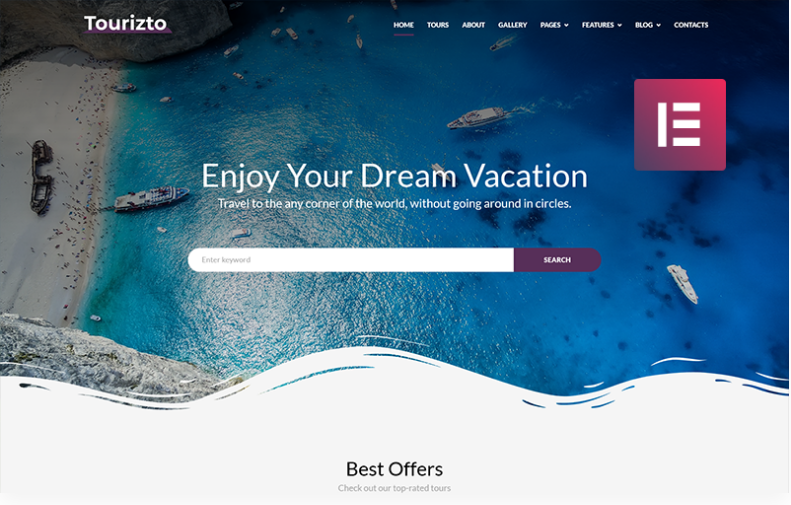 Tourizto - Travel Company WordPress Elementor Theme WordPress Theme 1 Tourizto Travel Company Elementor WordPress Theme 1