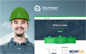 EcoPower Alternative Power Solar Energy WordPress Theme