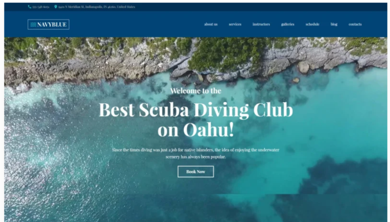 NavyBlue Scuba Diving Club Responsive WordPress Theme