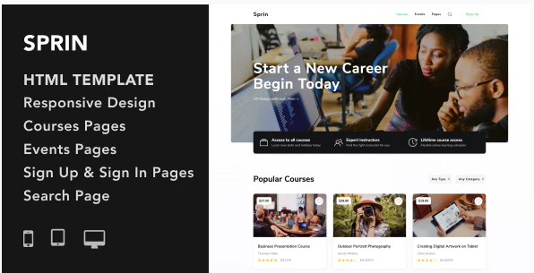 Sprin - Courses and Events HTML5 Responsive Template 1 Sprin Courses and Events HTML5 Responsive Template