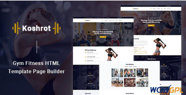 Koshrot Gym Fitness HTML Template with Page Builder
