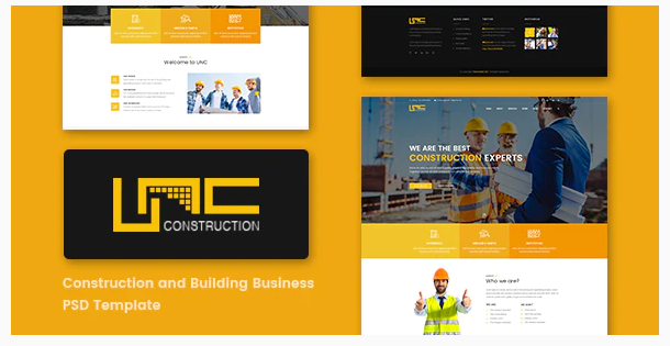 Unc Construction - Construction Business, Building Company PSD Template 1 Unc Construction Construction Business Building Company PSD Template