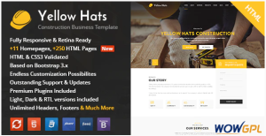 Yellow Hats Construction Building Renovation HTML Template