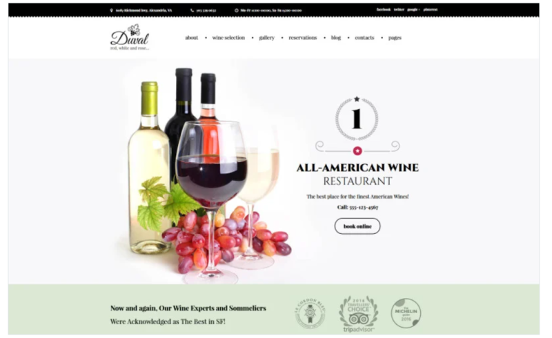 Duval Wine Restaurant WordPress Theme