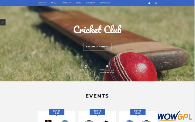 Cricket Club Joomla Template