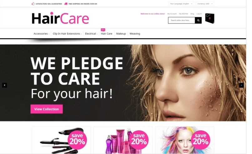 Hair Care Magento Theme 1 Hair Care Magento Theme