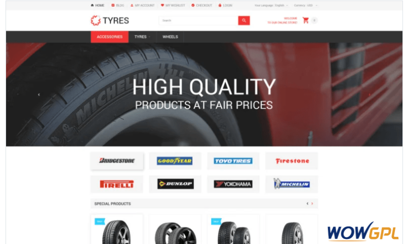 Car Wheels Online Store Magento Theme